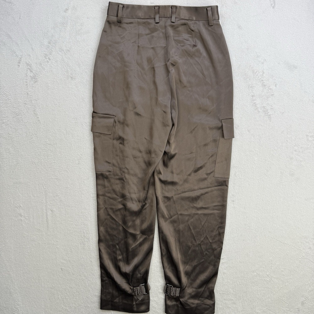 Aritzia Babaton Pants Womens Size 2 Brown Refined Satin High Waisted Cargo - Picture 10 of 12